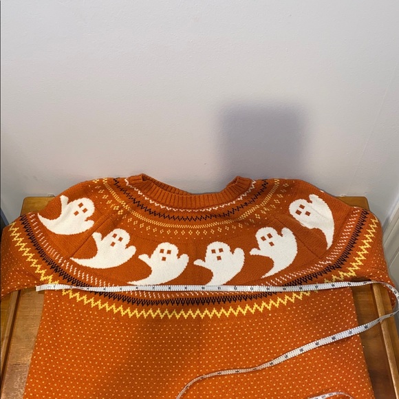 Fair Isle 100% cotton Halloween Ghost sweater, size small, has been dry cleaned - Picture 4 of 7